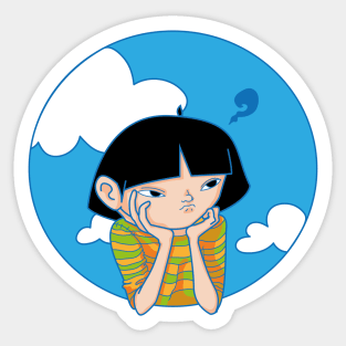 Cartoon girl dreaming away Sticker